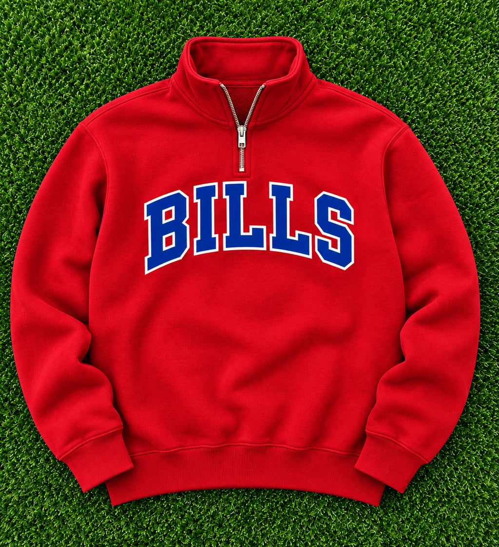BILLS quarter zip sweatshirt in red