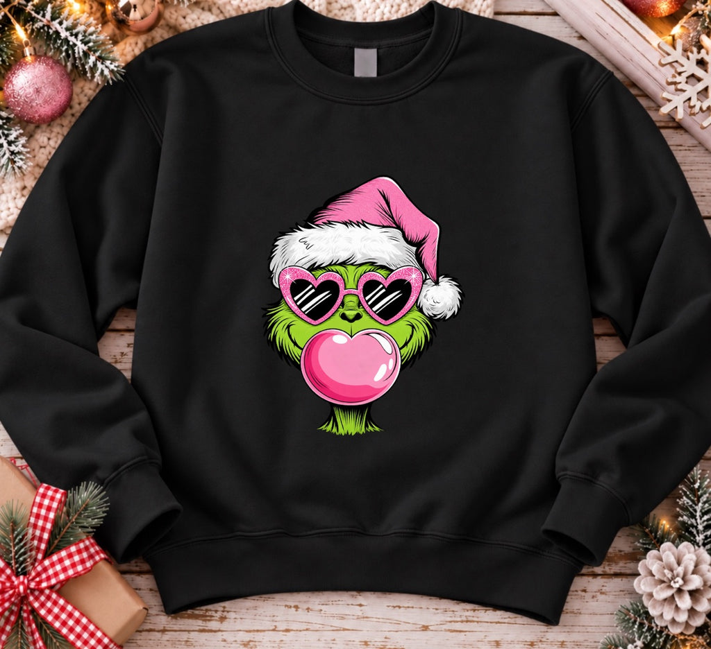 Bubblegum Grinch crewneck sweatshirt in black