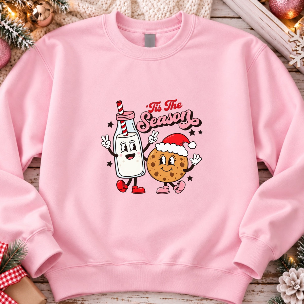 Tis The Season crewneck sweatshirt in pink