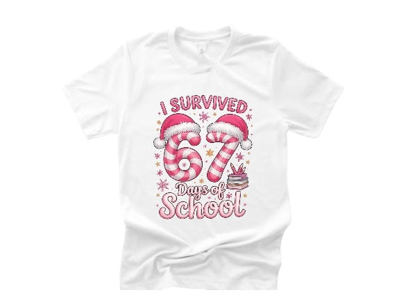 67 Days of School candy cane pink