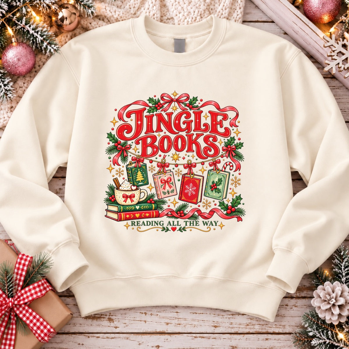 Jingle Books crewneck sweatshirt in off white