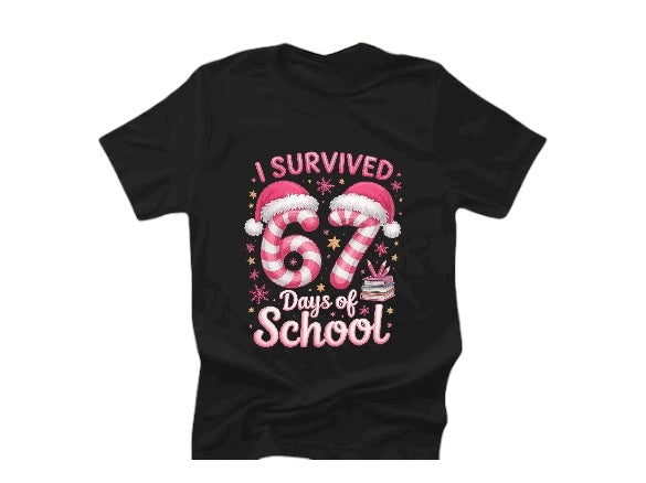 67 Days of School candy cane pink