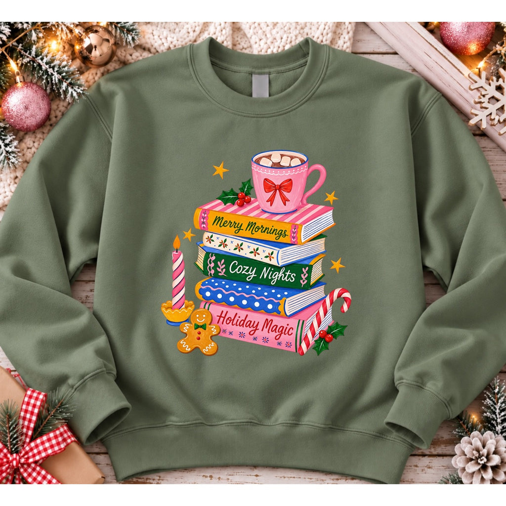 Holiday Magic Books crewneck sweatshirt in sage