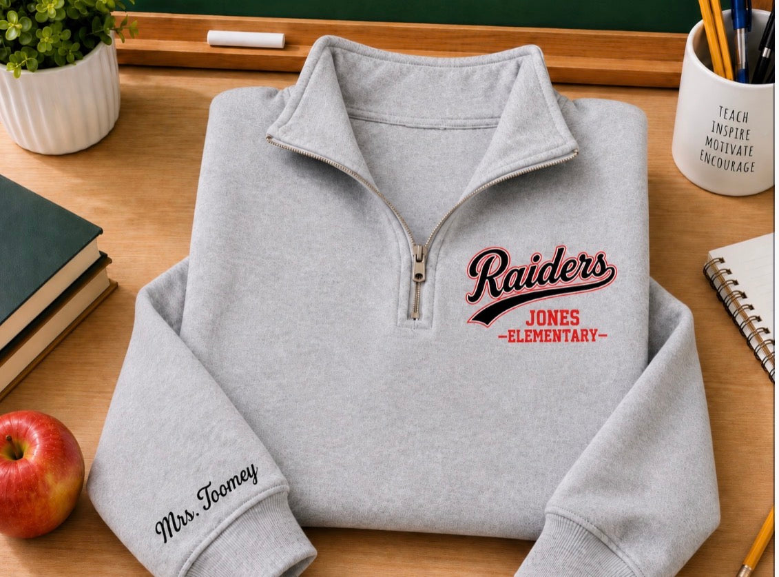 1/4 Zip Sweater Raiders ANY SCHOOL