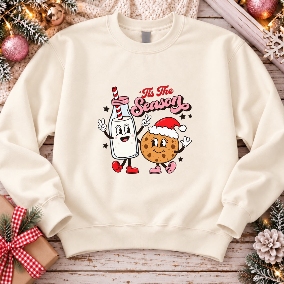 Tis The Season crewneck sweatshirt in off white