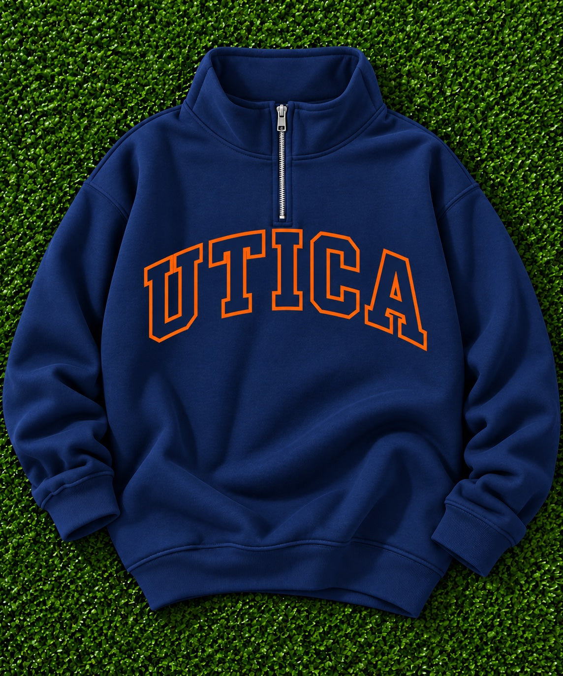 Utica University quarter zip sweatshirt in navy